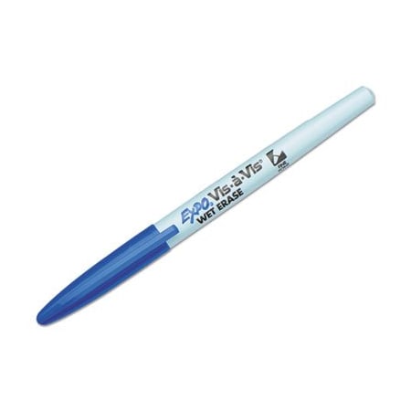 EXPO, VIS-A-VIS WET ERASE MARKER, FINE BULLET TIP, BLUE, DOZEN